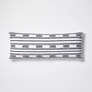 Oversized Oblong Woven Stripe Throw Pillow - Ivory/Slate Blue